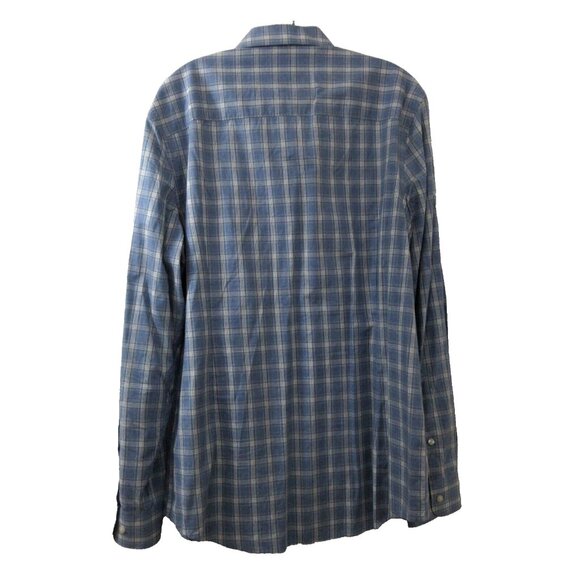 Perry Ellis Slim Fit Shirt Sz Large Button-Up Blue Plaid Long Sleeve 100% Cotton - Picture 2 of 10